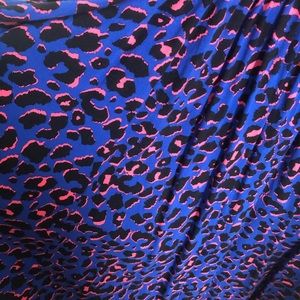 Blue hi-low challis leopard print dress w/pockets